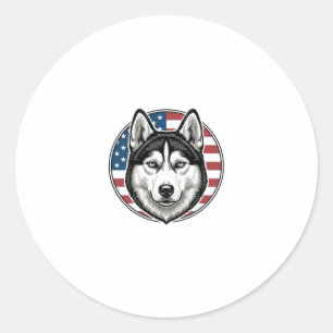 Vintage Husky Patriotic Dog Vector Shirt Design_1 Classic Round Sticker