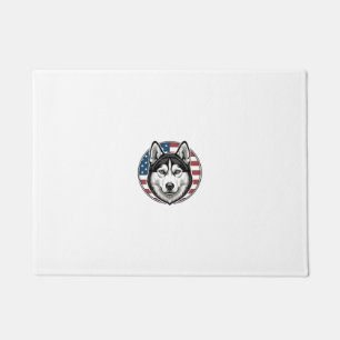 Vintage Husky Patriotic Dog Vector Shirt Design_1 Doormat