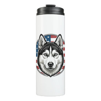 Vintage Husky Patriotic Dog Vector Shirt Design_1 Thermal Tumbler