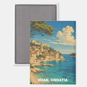 Vintage Hvar Croatia Adria Coast Scenery Magnet