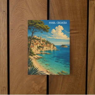 Vintage Hvar Croatia Adria Coast Scenery Postcard