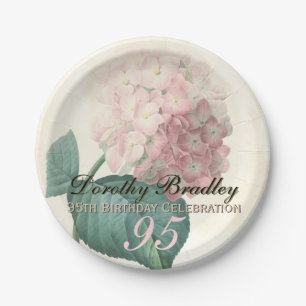 Vintage Hydrangea 95th Birthday Party Paper Plates