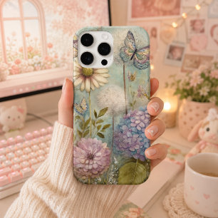 Vintage Hydrangea and Dandelion Fairy Garden Magic iPhone 16 Pro Max Case