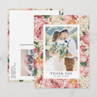 Vintage Hydrangea and Roses Wedding Thank You