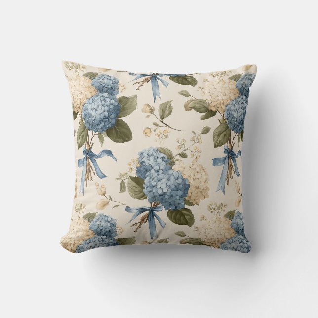 Vintage Hydrangea Bouquet Pattern Cushion (Front)