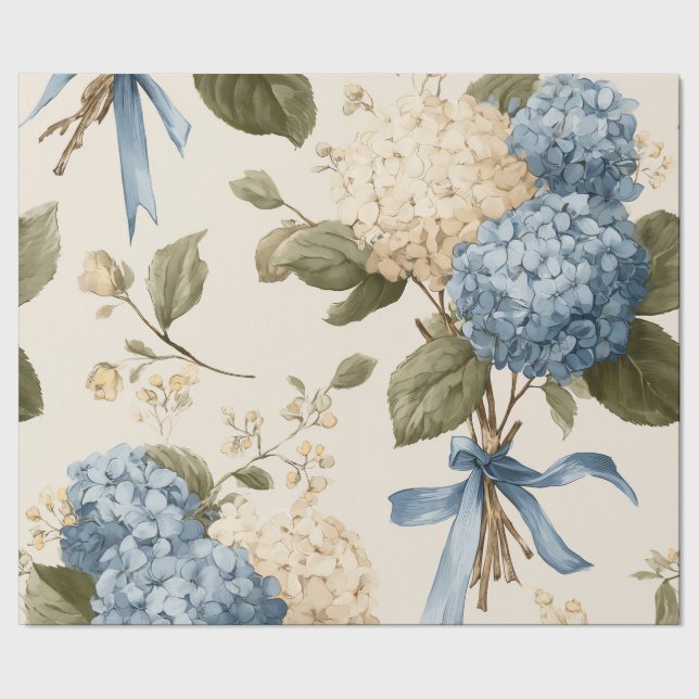 Vintage Hydrangea Bouquet Pattern Wrapping Paper (Seam)