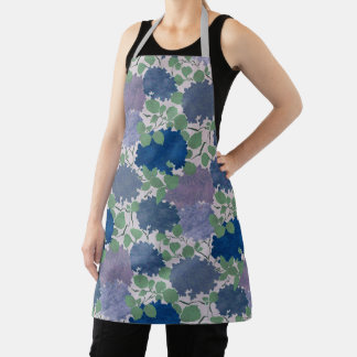 Vintage Hydrangea Garden Blue Green Lavender Apron