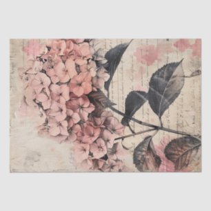 Vintage Hydrangea Illustration Parchment Decoupage Tissue Paper