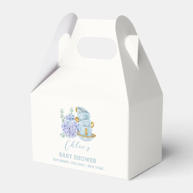 Vintage Hydrangea Tea Brewing Baby Shower  Favour Box (Front Side)
