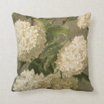 Vintage Hydrangea, White Green and Grey Floral Cushion<br><div class="desc">This pretty floral decorative throw pillow has a vintage close up image of white hydrangea blossoms with leaves in pretty shaded green. The background is a lovely medium grey. This pillow would look great in a country or victorian style home. It would also work in any home for a feminine...</div>