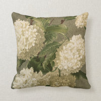 Vintage Hydrangea, White Green and Grey Floral