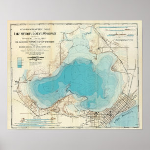 Vintage Hydrographic Map Lake Mendota Poster