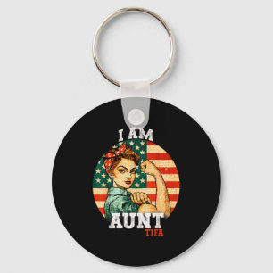 Vintage I Am Aunt Tifa Woman's Girl America Flag D Key Ring