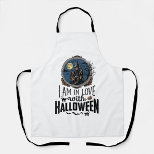 Vintage I Am In Love With Halloween Shirt Design_1 Apron