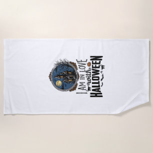 Vintage I Am In Love With Halloween Shirt Design_1 Beach Towel