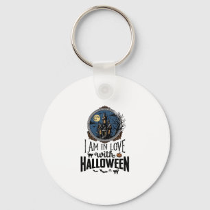Vintage I Am In Love With Halloween Shirt Design_1 Key Ring