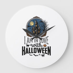 Vintage I Am In Love With Halloween Shirt Design_1 Large Clock