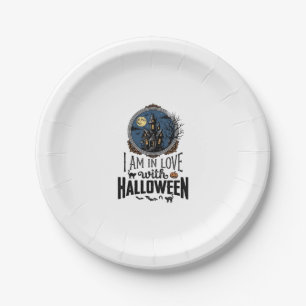 Vintage I Am In Love With Halloween Shirt Design_1 Paper Plate
