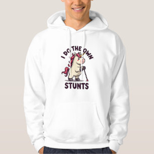 Vintage I Do My Own Stunts Unicorn Funny Injury Re Hoodie