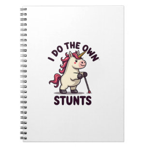 Vintage I Do My Own Stunts Unicorn Funny Injury Re Notebook