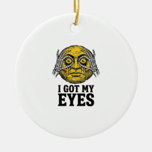 Vintage I Got My Eyes Funny Halloween Shirt Design Ceramic Tree Decoration