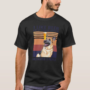 Vintage I Like Beer German Shepherd And 3 People D T-Shirt