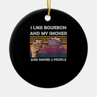 Vintage I Like Bourbon My Smoker 3 People Gifts Ceramic Tree Decoration