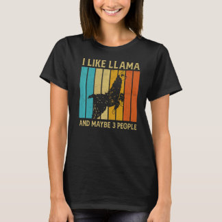 Vintage I Like Llama And Maybe 3 People  Women Men T-Shirt