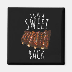 Vintage I Love A Sweet Rack Funny Bbq Grilling Rib Magnet