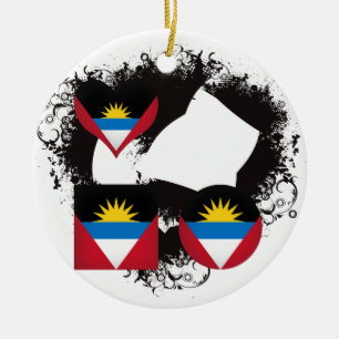 Vintage I Love Antigua and Barbuda Ceramic Tree Decoration