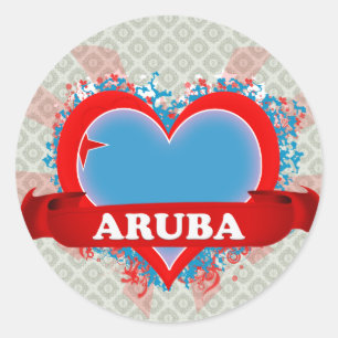 Vintage I Love Aruba Classic Round Sticker