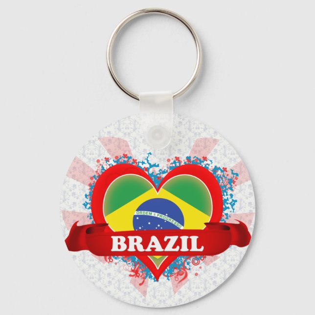 Vintage I Love Brazil Key Ring (Front)