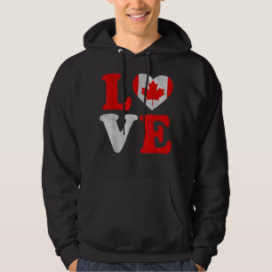 Vintage I Love Canada Flag Heart Canadian Roots Pr Hoodie