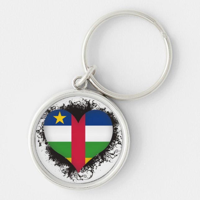 Vintage I Love Central African Republic Key Ring (Front)