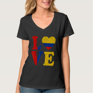 Vintage I Love Colombia Flag Heart Colombian Roots T-Shirt