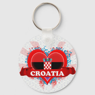 Vintage I Love Croatia Key Ring