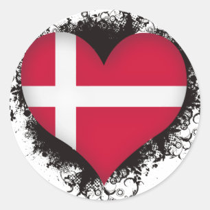 Vintage I Love Denmark Classic Round Sticker