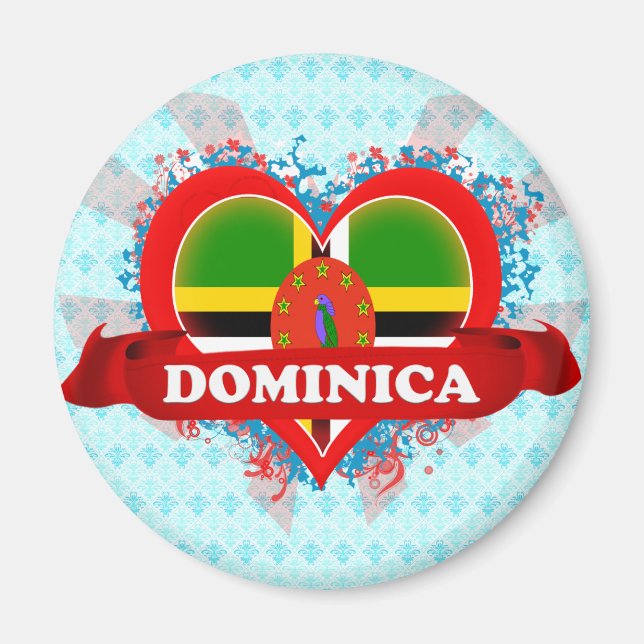 Vintage I Love Dominica Magnet (Front)