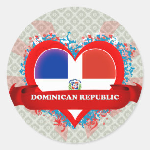 Vintage I Love Dominican Republic Classic Round Sticker