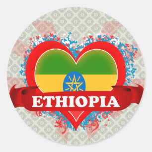 Vintage I Love Ethiopia Classic Round Sticker