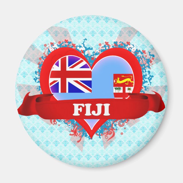 Vintage I Love Fiji Magnet (Front)