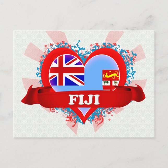 Vintage I Love Fiji Postcard (Front)