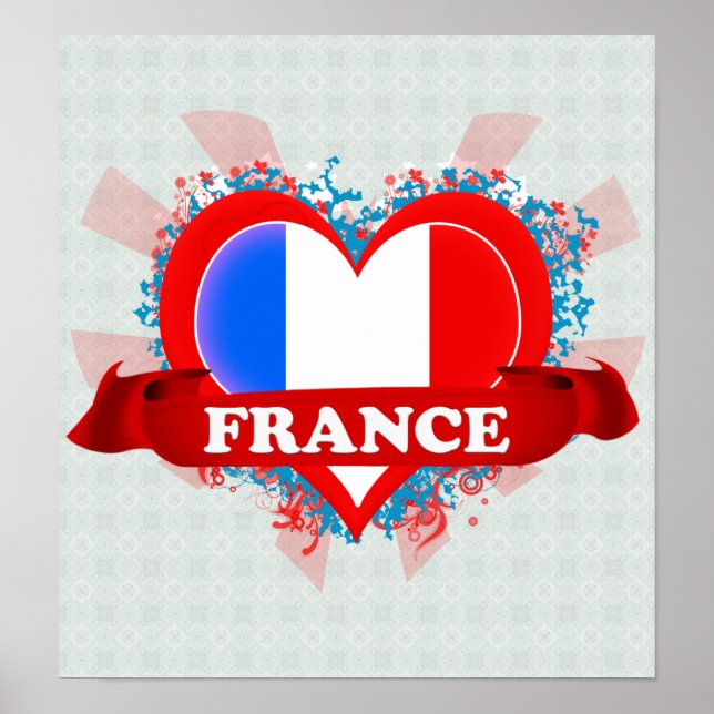 Vintage I Love France Poster (Front)