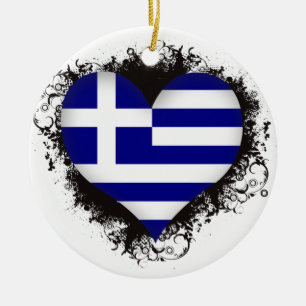 Vintage I Love Greece Ceramic Tree Decoration