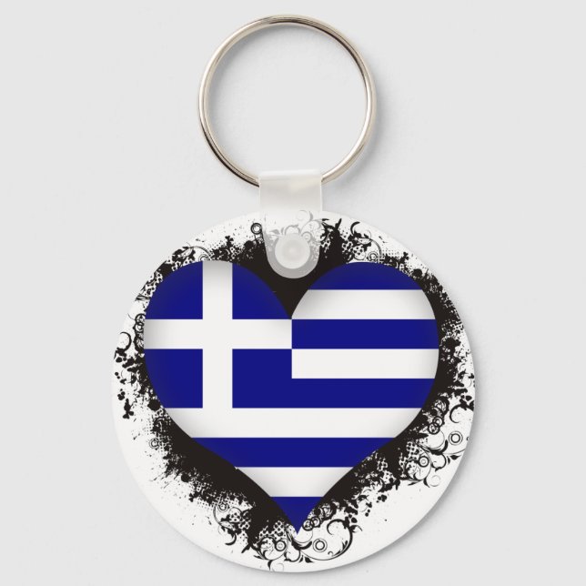 Vintage I Love Greece Key Ring (Front)