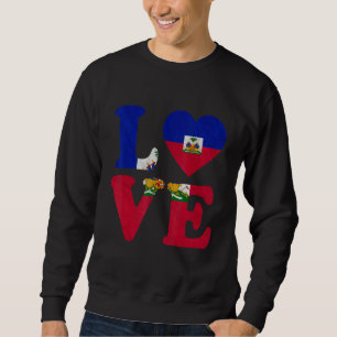 Vintage I Love Haiti Flag Heart Haitian Roots Prid Sweatshirt