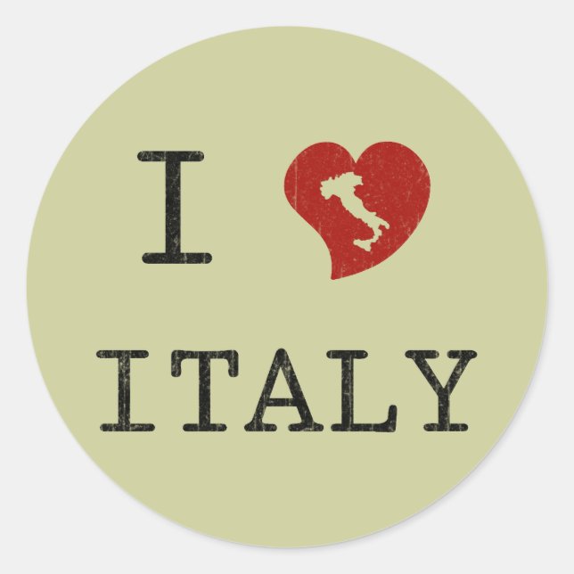 Vintage I Love Italy Classic Round Sticker (Front)