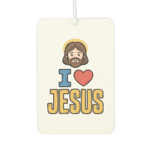 Vintage I Love Jesus Christian Graphic Car Air Freshener