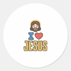 Vintage I Love Jesus Christian Graphic Classic Round Sticker
