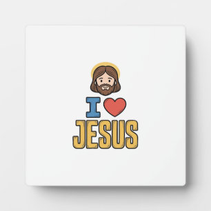Vintage I Love Jesus Christian Graphic Plaque